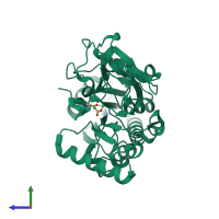 PDB entry 5q6g coloured by chain, side view.