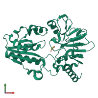 PDB entry 5q6h coloured by chain, front view.