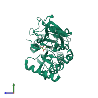 PDB entry 5q6j coloured by chain, side view.