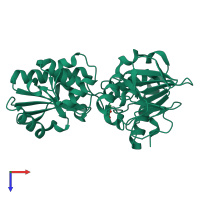 PDB entry 5q6k coloured by chain, top view.