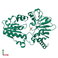 PDB entry 5q6n coloured by chain, front view.