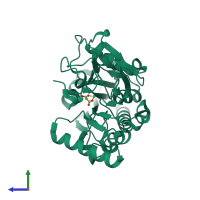 PDB entry 5q6n coloured by chain, side view.