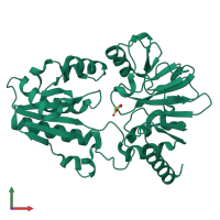 PDB entry 5q6p coloured by chain, front view.