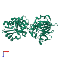 PDB entry 5q6q coloured by chain, top view.