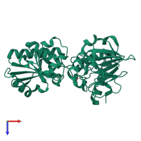 PDB entry 5q6t coloured by chain, top view.