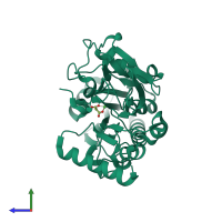 PDB entry 5q6x coloured by chain, side view.