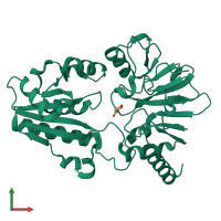 PDB entry 5q70 coloured by chain, front view.