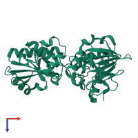 PDB entry 5q73 coloured by chain, top view.