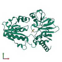 PDB entry 5q79 coloured by chain, front view.