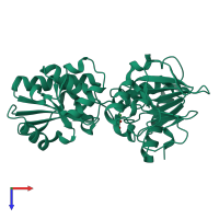 PDB entry 5q7a coloured by chain, top view.