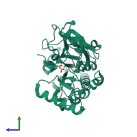 PDB entry 5q7c coloured by chain, side view.