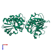 PDB entry 5q7c coloured by chain, top view.