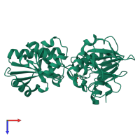 PDB entry 5q7e coloured by chain, top view.