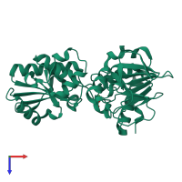 PDB entry 5q7f coloured by chain, top view.