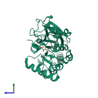 PDB entry 5q7g coloured by chain, side view.