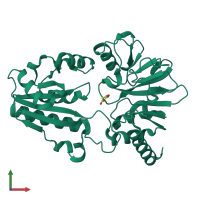 PDB entry 5q7h coloured by chain, front view.