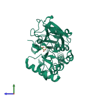 PDB entry 5q7h coloured by chain, side view.