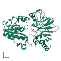 PDB entry 5q7o coloured by chain, front view.