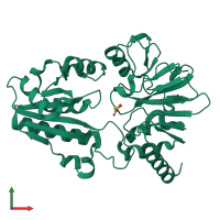 PDB entry 5q7t coloured by chain, front view.