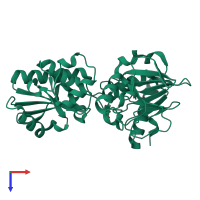 PDB entry 5q7t coloured by chain, top view.