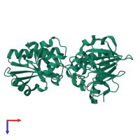 PDB entry 5q7u coloured by chain, top view.