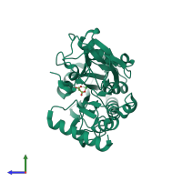 PDB entry 5q7v coloured by chain, side view.