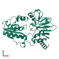 PDB entry 5q7x coloured by chain, front view.