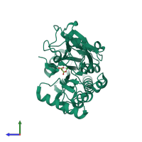 PDB entry 5q82 coloured by chain, side view.