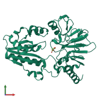 PDB entry 5q83 coloured by chain, front view.