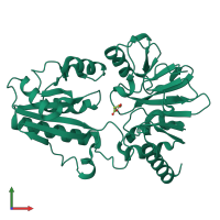 PDB entry 5q84 coloured by chain, front view.