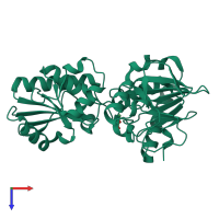 PDB entry 5q84 coloured by chain, top view.