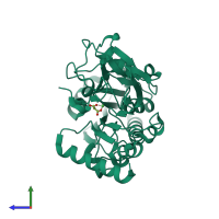 PDB entry 5q88 coloured by chain, side view.