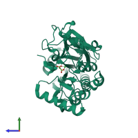 PDB entry 5q8a coloured by chain, side view.