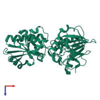 PDB entry 5q8a coloured by chain, top view.