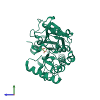 PDB entry 5q8e coloured by chain, side view.