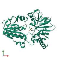 PDB entry 5q8g coloured by chain, front view.