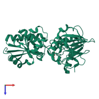 PDB entry 5q8i coloured by chain, top view.