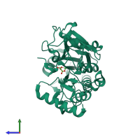 PDB entry 5q8j coloured by chain, side view.