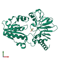 PDB entry 5q8p coloured by chain, front view.