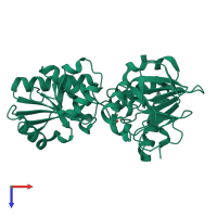 PDB entry 5q8r coloured by chain, top view.