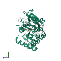PDB entry 5q8y coloured by chain, side view.