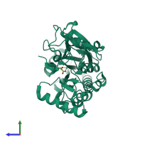 PDB entry 5q92 coloured by chain, side view.