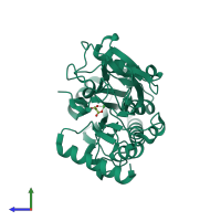 PDB entry 5q93 coloured by chain, side view.