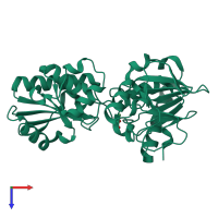 PDB entry 5q99 coloured by chain, top view.