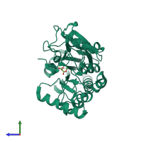 PDB entry 5q9a coloured by chain, side view.