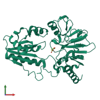 PDB entry 5q9b coloured by chain, front view.