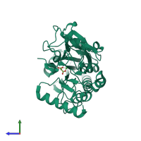 PDB entry 5q9b coloured by chain, side view.