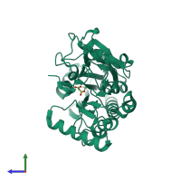 PDB entry 5q9c coloured by chain, side view.