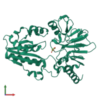 PDB entry 5q9d coloured by chain, front view.