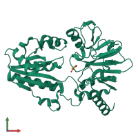 PDB entry 5q9l coloured by chain, front view.